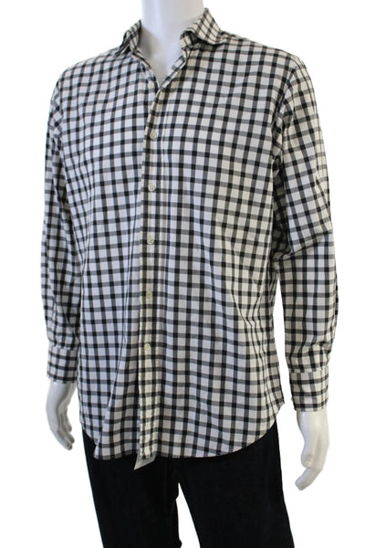 Polo Ralph Lauren Mens Button-Down Check Cotton Dress Shirt Black Size 15.5