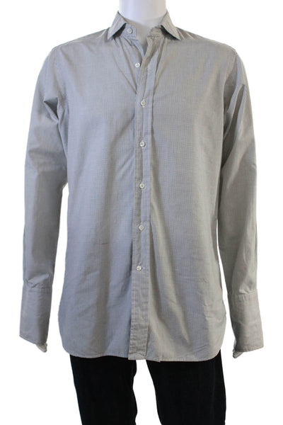 Polo Ralph Lauren Men Button-Down Gray Check Cotton Dress Shirt Size 15