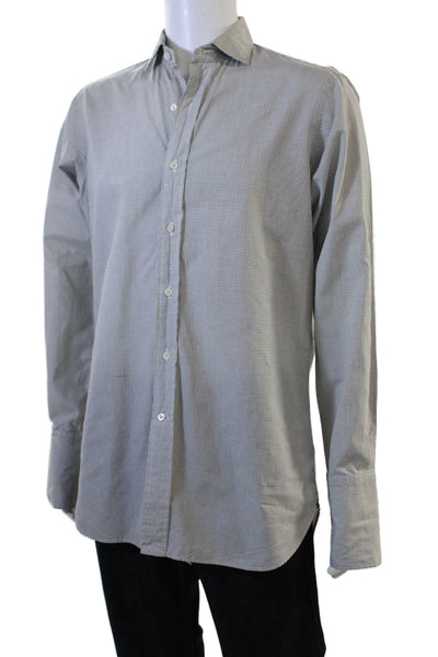 Polo Ralph Lauren Men Button-Down Gray Check Cotton Dress Shirt Size 15