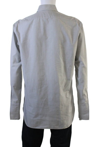 Polo Ralph Lauren Men Button-Down Gray Check Cotton Dress Shirt Size 15