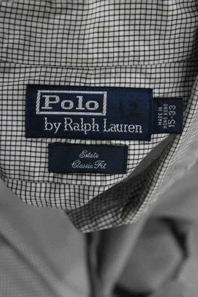 Polo Ralph Lauren Men Button-Down Gray Check Cotton Dress Shirt Size 15