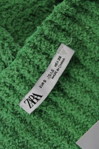 Zara Women Pullover Sweater Green Crew Neck Long Sleeve Size S