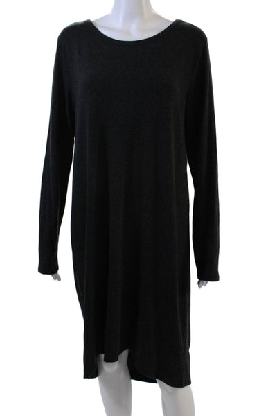 Vila Women Shift Sweater Dress Black Long Sleeve Round Neck Size L