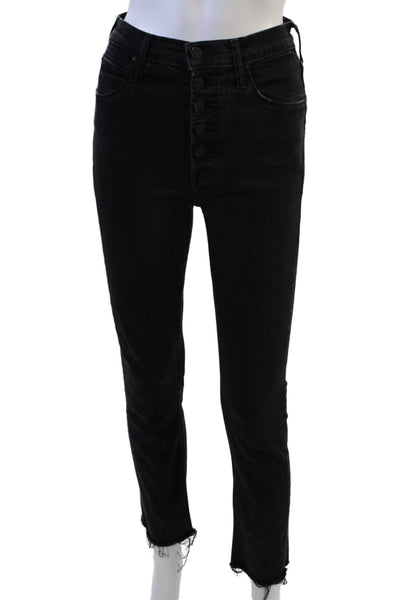 Mother Womens High Waist Cropped Skinny Jeans Black Size 27