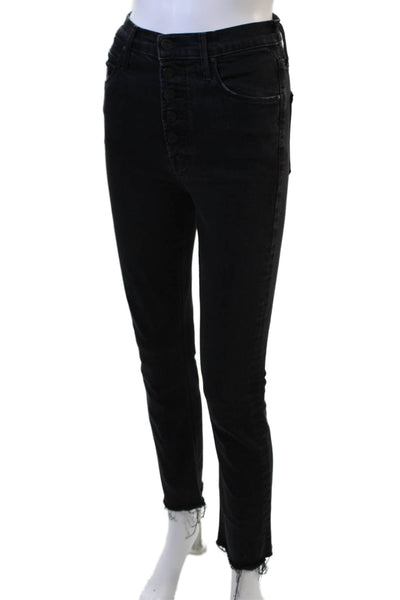 Mother Womens High Waist Cropped Skinny Jeans Black Size 27