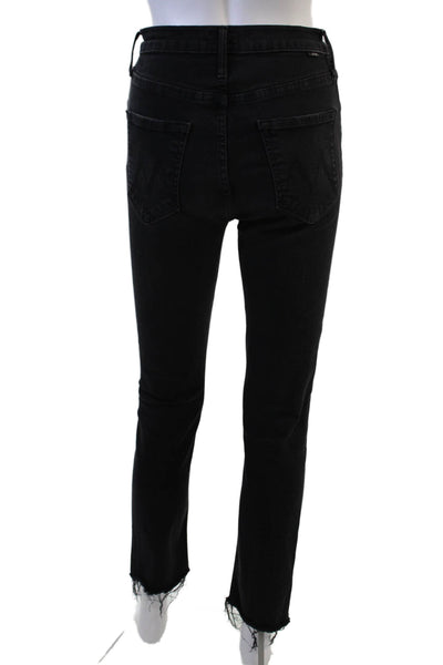 Mother Womens High Waist Cropped Skinny Jeans Black Size 27