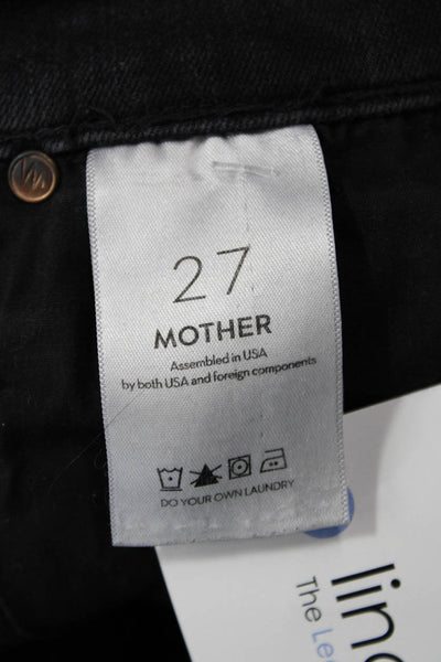 Mother Womens High Waist Cropped Skinny Jeans Black Size 27