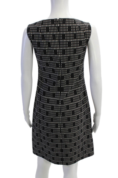 Akris Punto Women Shift Black Cotton Geometric Sleeveless Midi Dress Size 4