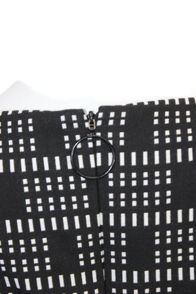 Akris Punto Women Shift Black Cotton Geometric Sleeveless Midi Dress Size 4