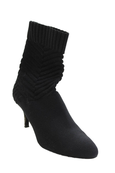 Diane B Womens Textured Lined Slip On Heel Sock Booties Black Size 8