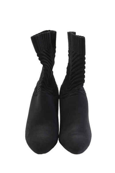 Diane B Womens Textured Lined Slip On Heel Sock Booties Black Size 8