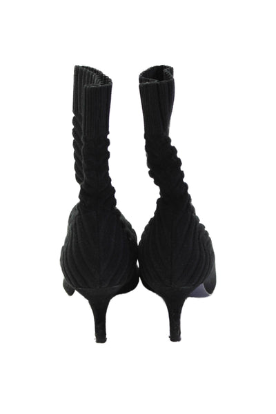 Diane B Womens Textured Lined Slip On Heel Sock Booties Black Size 8