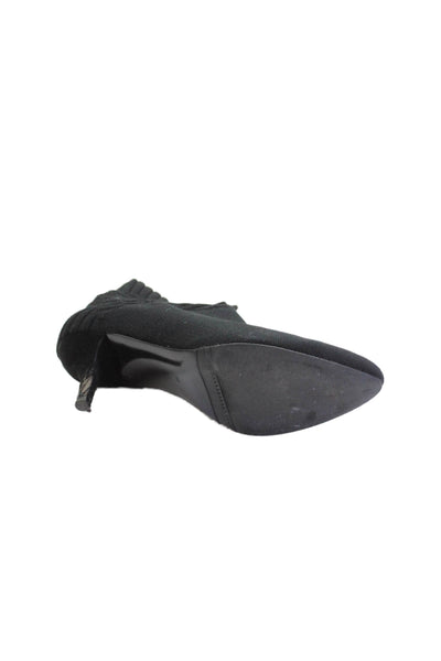 Diane B Womens Textured Lined Slip On Heel Sock Booties Black Size 8