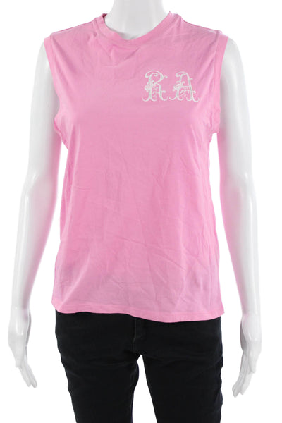 Rebecca Taylor Women Basic Sleeveless Crewneck Pima Cotton T-Shirt Pink Size XS