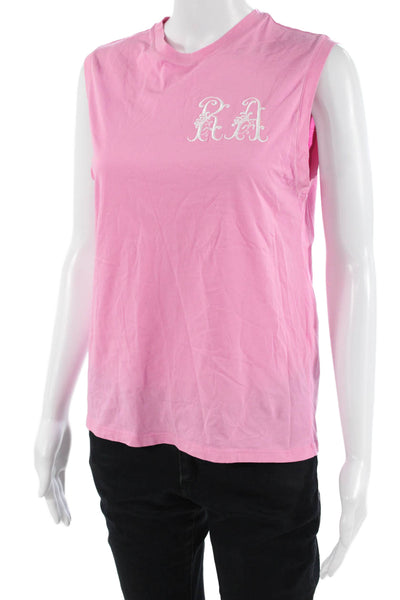 Rebecca Taylor Women Basic Sleeveless Crewneck Pima Cotton T-Shirt Pink Size XS