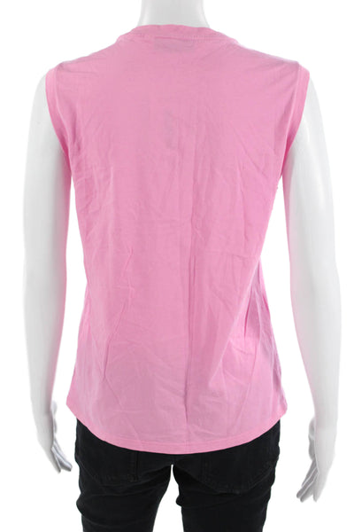 Rebecca Taylor Women Basic Sleeveless Crewneck Pima Cotton T-Shirt Pink Size XS
