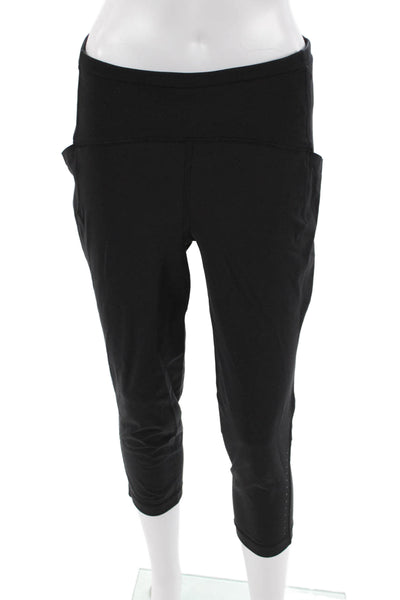 Lululemon Women Cropped Capri Leggings Black Nylon Zip Size S