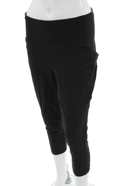 Lululemon Women Cropped Capri Leggings Black Nylon Zip Size S