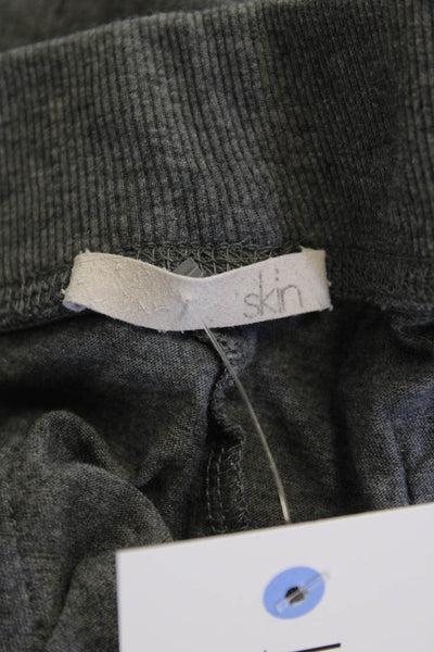 Skin Womens Cotton Raw Edge Detail Drawstring Waist Sweatpants Gray Size 0
