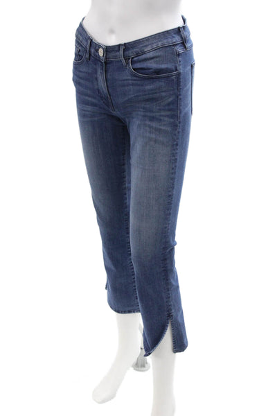 3x1 NYC Women Cropped Blue Mid Rise Jeans Button Fly Size 25