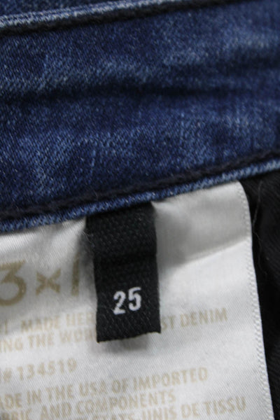 3x1 NYC Women Cropped Blue Mid Rise Jeans Button Fly Size 25