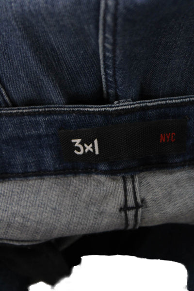 3x1 NYC Women Cropped Blue Mid Rise Jeans Button Fly Size 25