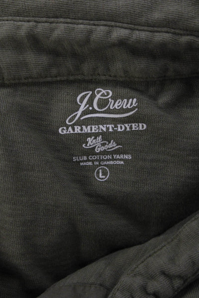 J Crew Mens Short Sleeves Polo Shirt Green Cotton Size Large