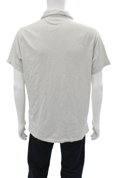 J Crew Mens Short Sleeves Polo Shirt Light Grey Cotton Size Large
