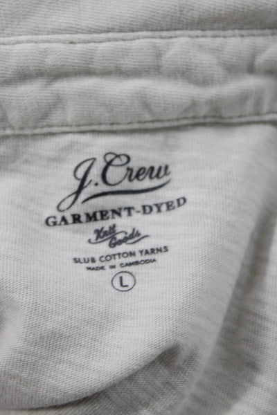 J Crew Mens Short Sleeves Polo Shirt Light Grey Cotton Size Large