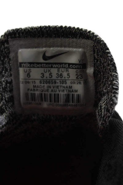 Nike Womens Fly Knit Max Sneakers Black White Size 6