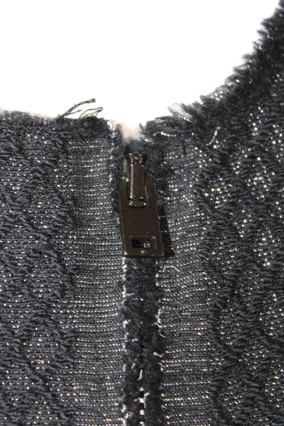IRO Women Black Geometric Zip Blazer Wool Blend Long Sleeve Size 2