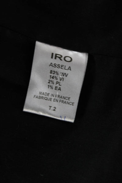 IRO Women Black Geometric Zip Blazer Wool Blend Long Sleeve Size 2