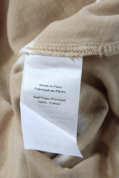 Intermix Womens Cropped Striped Cotton Crew Neck T-Shirt Beige Size PP