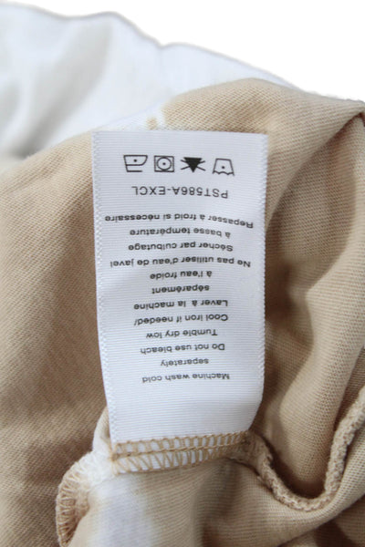 Intermix Womens Cropped Striped Cotton Crew Neck T-Shirt Beige Size PP