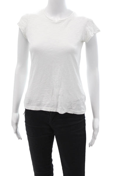 Goldie Women Basic Jersey Tee White Pima Cotton Cap Sleeve Size XS