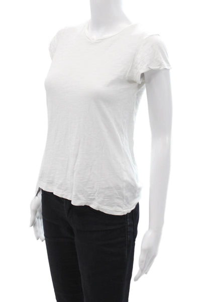 Goldie Women Basic Jersey Tee White Pima Cotton Cap Sleeve Size XS