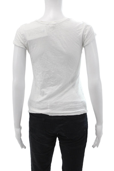 Goldie Women Basic Jersey Tee White Pima Cotton Cap Sleeve Size XS