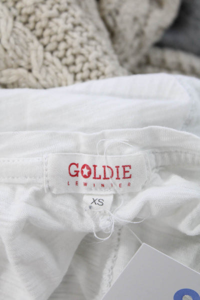 Goldie Women Basic Jersey Tee White Pima Cotton Cap Sleeve Size XS