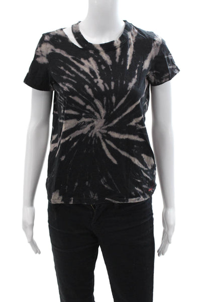 Philanthropy, Women Black Cotton Crew Neck Short Sleeve T-Shirt Grunge Size XS