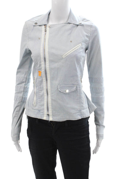 Joes, Women, Biker Motorcycle Jacket Light Blue Striped Long Sleeve Size XS
