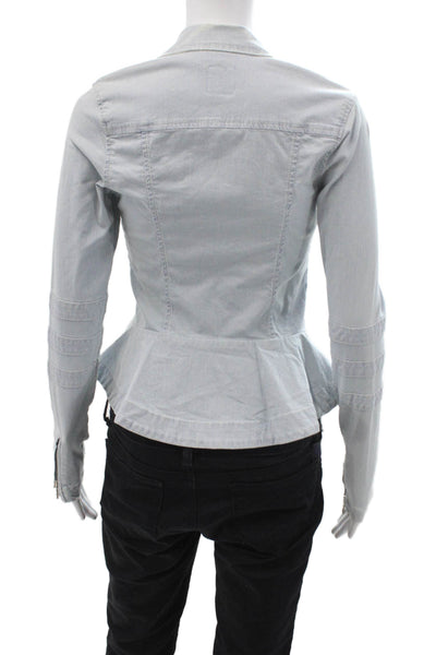 Joes, Women, Biker Motorcycle Jacket Light Blue Striped Long Sleeve Size XS