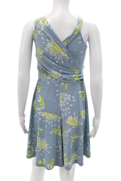 Tori Richard Women Fit & Flare Dress Light Blue Floral V-Neck Size XS