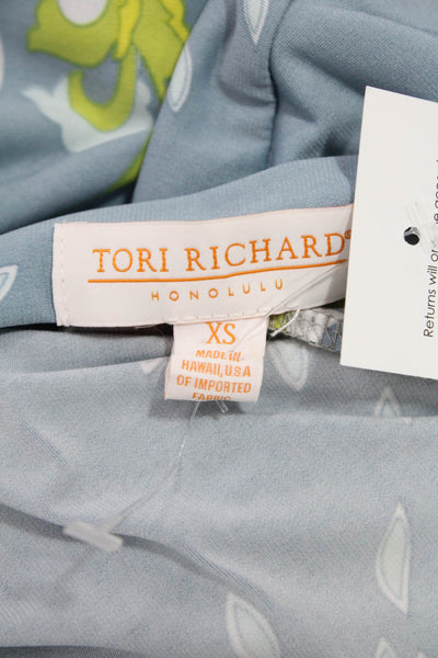 Tori Richard Women Fit & Flare Dress Light Blue Floral V-Neck Size XS