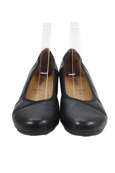 Gabor Womens Leather Slip-On Casual Flats Black Size 4.5