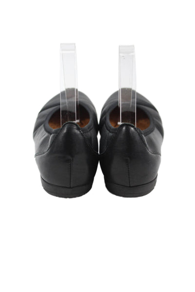 Gabor Womens Leather Slip-On Casual Flats Black Size 4.5