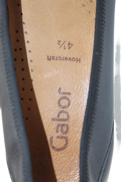Gabor Womens Leather Slip-On Casual Flats Black Size 4.5