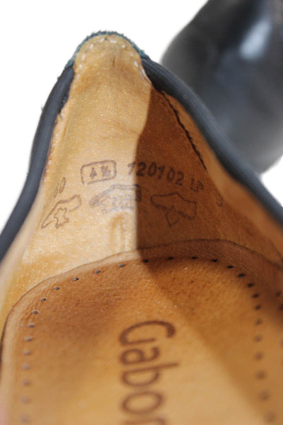 Gabor Womens Leather Slip-On Casual Flats Black Size 4.5