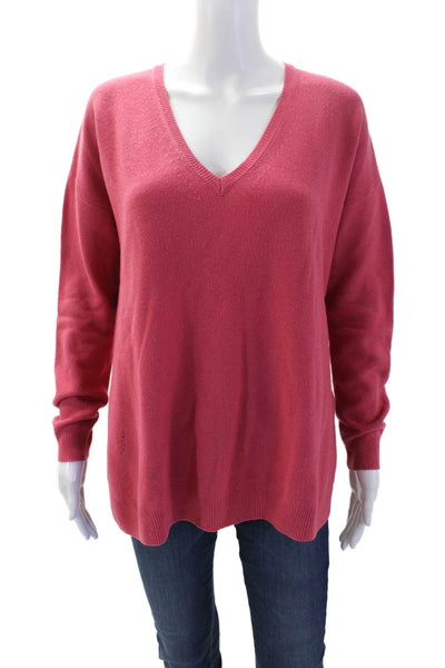 Boden Women Pink Wool V-Neck Pullover Sweater Long Sleeve Size M