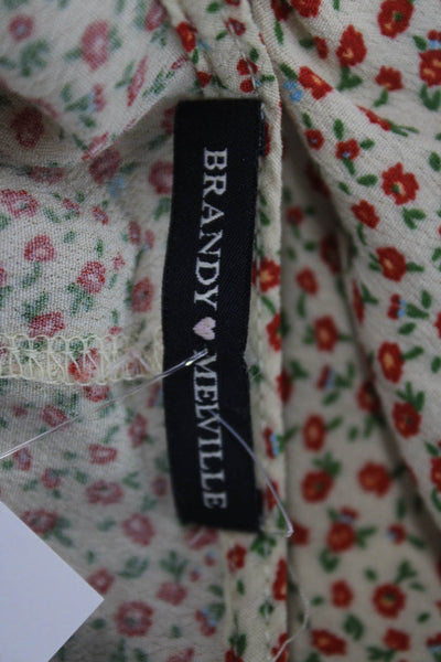 Brandy Melville Women Wrap Mini Floral Beige V-Neck Dress Size One Size