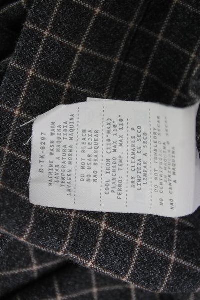 Ermenegildo Zegna Mens Cotton Plaid Print Casual Button Down Gray Size 1X